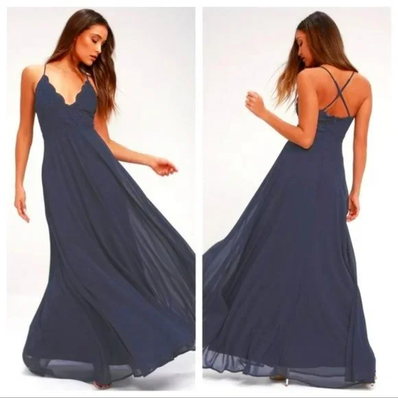 chinese dress ladies Alynna Lace Drape Maxi Dress | Navy | Womens main image 0